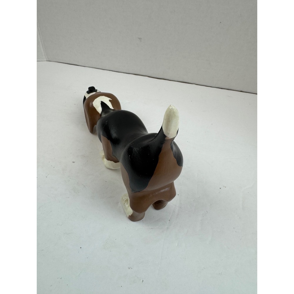 Vintage Hand Carved Wood Basset Hound Beagle Dog Figurine Folk Art Tri-Color 9" - Picture 5 of 9